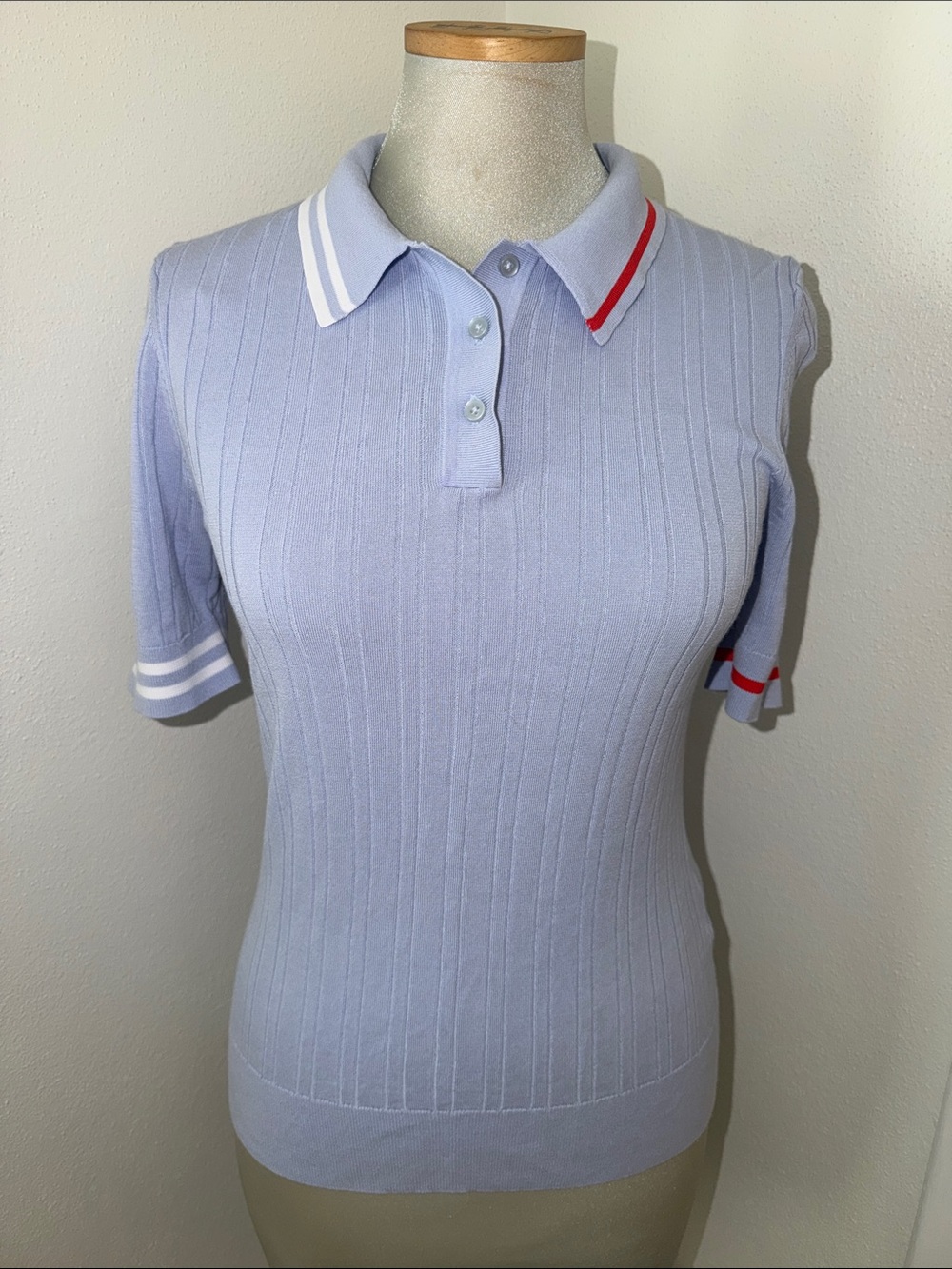 G/Fore ice blue ribbed knit short sleeve polo small s golf